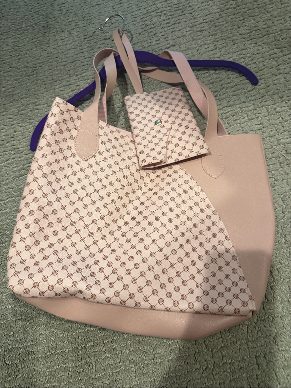 Designer-Inspired Pink Tote Bag with Matching Card Holder